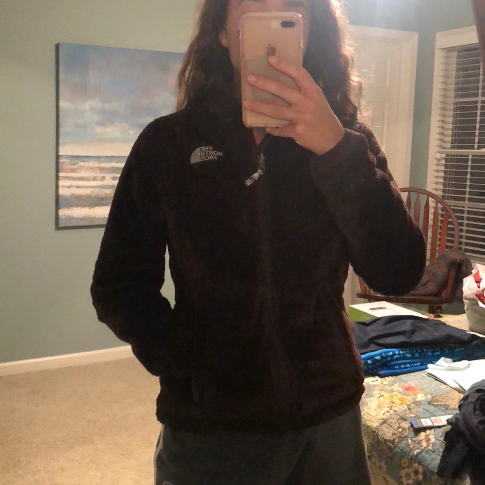 Women’s North Face Fuzzy Brown Zip Up Jacket